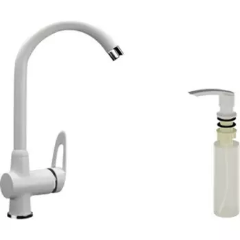 Смеситель для кухни Ulgran U-006 с дозатором жидкого мыла, молоко (U-006-341, U-02-341)