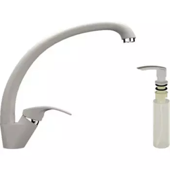 Смеситель для кухни Ulgran U-007 с дозатором жидкого мыла, белый (U-007-331, U-02-331)