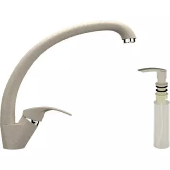 Смеситель для кухни Ulgran U-007 с дозатором жидкого мыла, бежевый (U-007-328, U-02-328)