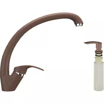 Смеситель для кухни Ulgran U-007 с дозатором жидкого мыла, терракотовый (U-007-307, U-02-307)