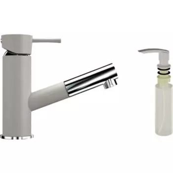 Смеситель для кухни Ulgran U-009 с дозатором жидкого мыла, белый (U-009-331, U-02-331)