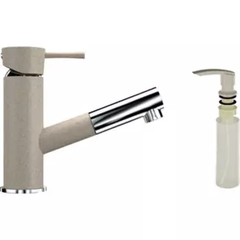 Смеситель для кухни Ulgran U-009 с дозатором жидкого мыла, бежевый (U-009-328, U-02-328)