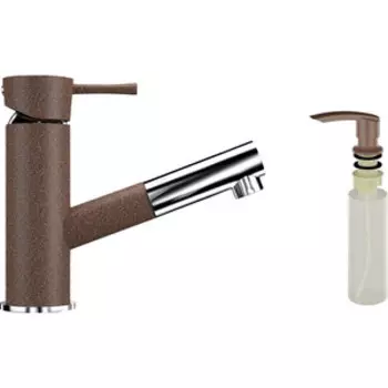 Смеситель для кухни Ulgran U-009 с дозатором жидкого мыла, терракотовый (U-009-307, U-02-307)