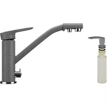 Смеситель для кухни Ulgran U-010 с дозатором жидкого мыла, темно-серый (U-010-309, U-02-309)