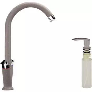 Смеситель для кухни Ulgran U-011 с дозатором жидкого мыла, песочный (U-011-302, U-02-302)