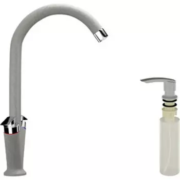 Смеситель для кухни Ulgran U-011 с дозатором жидкого мыла, серый (U-011-310, U-02-310)