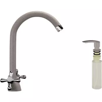 Смеситель для кухни Ulgran U-012 с дозатором жидкого мыла, песочный (U-012-302, U-02-302)