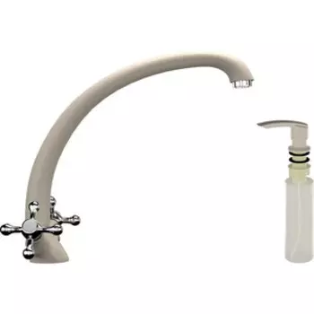 Смеситель для кухни Ulgran U-013 с дозатором жидкого мыла, бежевый (U-013-328, U-02-328)