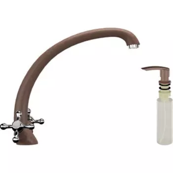 Смеситель для кухни Ulgran U-013 с дозатором жидкого мыла, терракотовый (U-013-307, U-02-307)