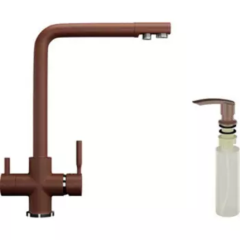 Смеситель для кухни Ulgran U-016 с дозатором жидкого мыла, терракотовый (U-016-307, U-02-307)