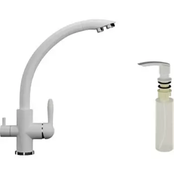 Смеситель для кухни Ulgran U-017 с дозатором жидкого мыла, молоко (U-017-341, U-02-341)