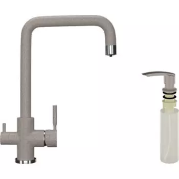 Смеситель для кухни Ulgran U-019 с дозатором жидкого мыла, песочный (U-019-302, U-02-302)