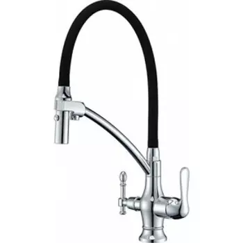 Смеситель для кухни ZorG Sanitary с подключением фильтра, хром/черный (ZR 347-6 YF)