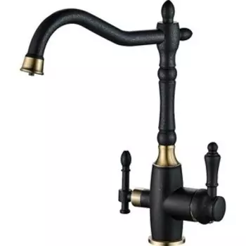Смеситель для кухни ZorG Steel Hammer с подключением фильтра, черный матовый/бронза (SH 812 BLACK BR)