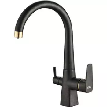 Смеситель для кухни ZorG Steel Hammer SH 819 BLACK BR с подключением фильтра, черный металл/бронза
