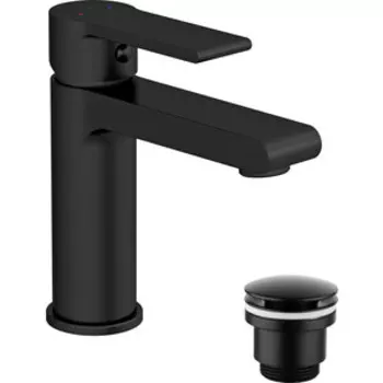 Смеситель для раковины Cersanit Brasko Black с донным клапаном, черный (63107, LM8500BL)