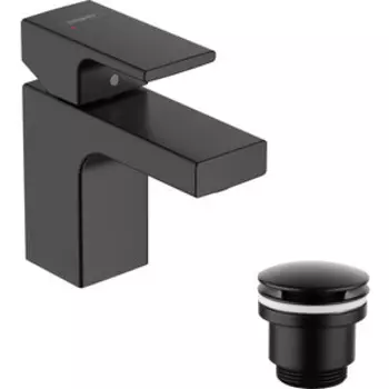 Смеситель для раковины Hansgrohe Vernis Shape с донным клапаном, черный матовый (71567670, LM8500BL)
