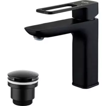 Смеситель для раковины IDDIS Slide с донным клапаном, черный (SLIBL00i01, LM8500BL)