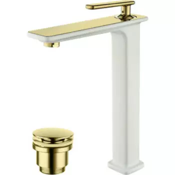 Смеситель для раковины Lemark Mista белый/золото (LM6409WG)