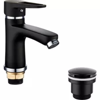 Смеситель для раковины РМС SL77 с донным клапаном, черный (SL77BL-001F, LM8500BL)