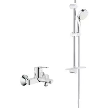 Смеситель для ванны Grohe BauEdge с душевым гарнитуром, хром (23334000, 26083002)