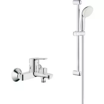 Смеситель для ванны Grohe BauEdge с душевым гарнитуром, хром (23334000, 27853001)