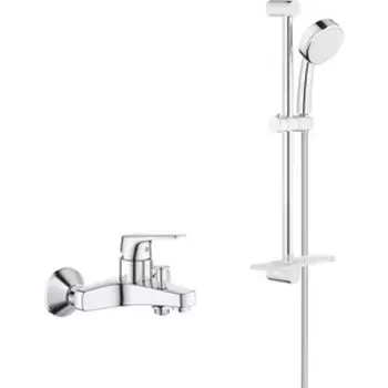 Смеситель для ванны Grohe BauFlow с душевым гарнитуром, хром (23601000, 26083002)