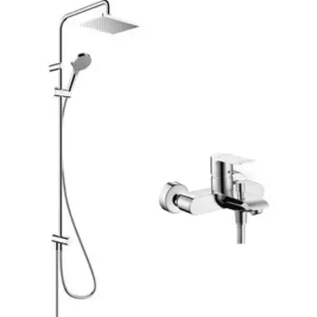 Смеситель для ванны Hansgrohe Metris с душевым гарнитуром, хром (31480000, 26282000)