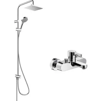 Смеситель для ванны Hansgrohe Metris S с душевым гарнитуром, хром (31460000, 26282000)