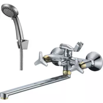Смеситель для ванны Rossinka Silvermix с душем, хром/золото (RS41-84)