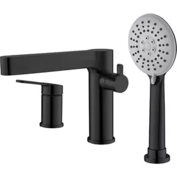 Смеситель на борт ванны BelBagno Delta на 3 отверстия, черный матовый (DEL-BVD3-NERO)