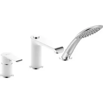 Смеситель на борт ванны Rossinka Silvermix на 3 отверстия, белый/хром (W40-39)