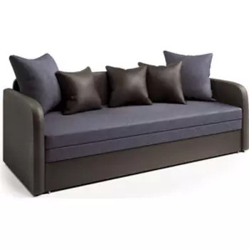 Софа Шарм-Дизайн Трио экокожа шоколад и серая рогожка