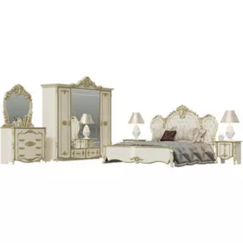 Спальня Мэри Дольче Вита №1 ОРТ цвет слоновая кость/золото, 1800х2000