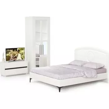 Спальня Моби Валенсия №27 белый шагрень/чёрный/белый шагрень (1024450)