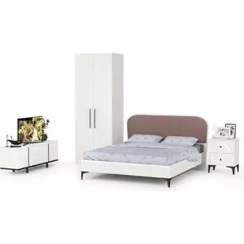 Спальня Моби Валенсия №36 белый шагрень/чёрный/белый шагрень/ткань велутто 19 (1024459)