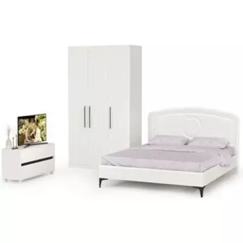 Спальня Моби Валенсия №37 белый шагрень/чёрный/белый шагрень (1024460)