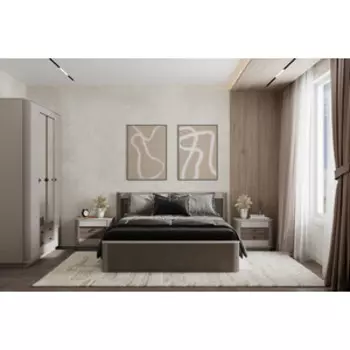 Спальня Олимп Фантазия комплектация 2 (34.25-02 с ортопед. осн.+34.17+34.17+34.01) Кашемир, Дуо, Kroning кашемир патина (OLP0089)