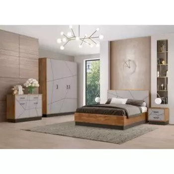 Спальня Олимп Гамма комплектация 1 (54.07+54.12+54.19+54.19+54.15 с ортопед. Осн.) Таксония, Грей (OLP0074)