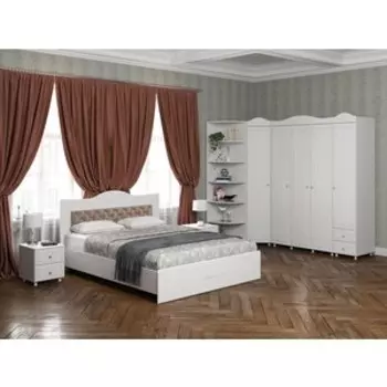 Спальня Олимп Италия-3 мягкая спинка (ИТ-9+ИТ-9А+ИТ-26 2шт+ИТ-53+ИТ-67+ИТ-35+ИТ-17) Белое дерево