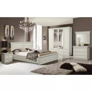 Спальня Олимп Эльмира комплектация 1 (40.11+40.06+40.08+40.08+40.01+40.12-03 с подъемн. Мех.) Белый (OLP0091)