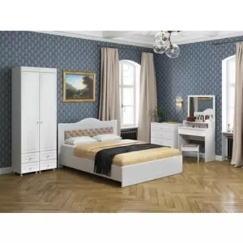 Спальня Олимп Монако-2 мягкая спинка (МН-1+МН-6+МН-9+МН-9А+МН-35 2шт+МН-19+МН-19А) Белое дерево