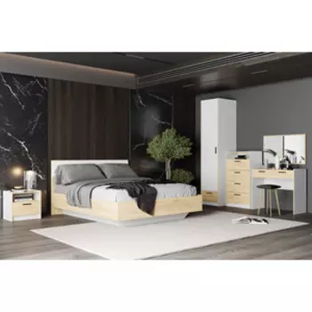 Спальня Сильва Оттавия компл. 2 (НМ 011.15+НМ 011.56 Вивальди 1+НМ 011.20+НМ 011.03+НМ 011.40+НМ 040.01-01) Белый, дуб крафт золотой (TSLV0082)