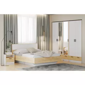 Спальня Сильва Оттавия компл.8 (НМ 011.56 Вивальди1+НМ 011.15+НМ 011.15+НМ 011.80+НМ 011.80 PZ +НМ 011.20 PZ) Белый Фасадный, Дуб Крафт Золотой