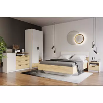 Спальня Сильва Оттавия комплектация 1 (НМ 011.80PZ+ НМ 011.59+НМ 011.15+НМ 011.15+НМ 011.56 Вивальди 1) Белый, дуб крафт золотой (TSLV0080)