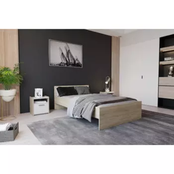 Спальня Сильва Симпл комплектация 1 (НМ 013.11+НМ 013.11+НМ 011.53-02) Белый Фасадный, Дуб Сонома (TSLV0075)