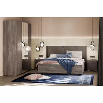 Спальня Сильва Summit комплектация 3 (НМ 011.45+НМ 013.61+НМ 013.61+НМ 040.71-01) Ясень анкор тёмный, графит софт (TSLV0090)