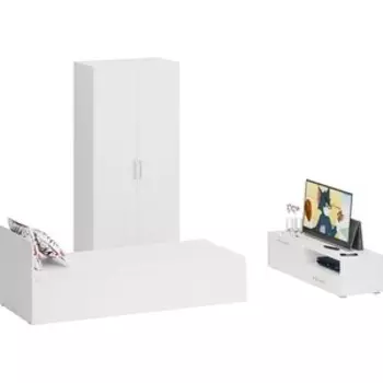 Спальня СВК Стандарт 3-0800 белая/фасады ТВ тумбы белая глянец (1024305)