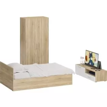 Спальня СВК Стандарт 3-1200 дуб сонома/фасады ТВ тумбы белая глянец (1024388)