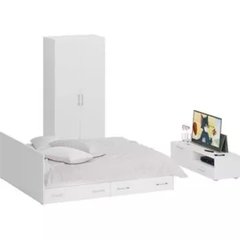 Спальня СВК Стандарт 3-1800Я белая/фасады ТВ тумбы белая глянец (1024315)